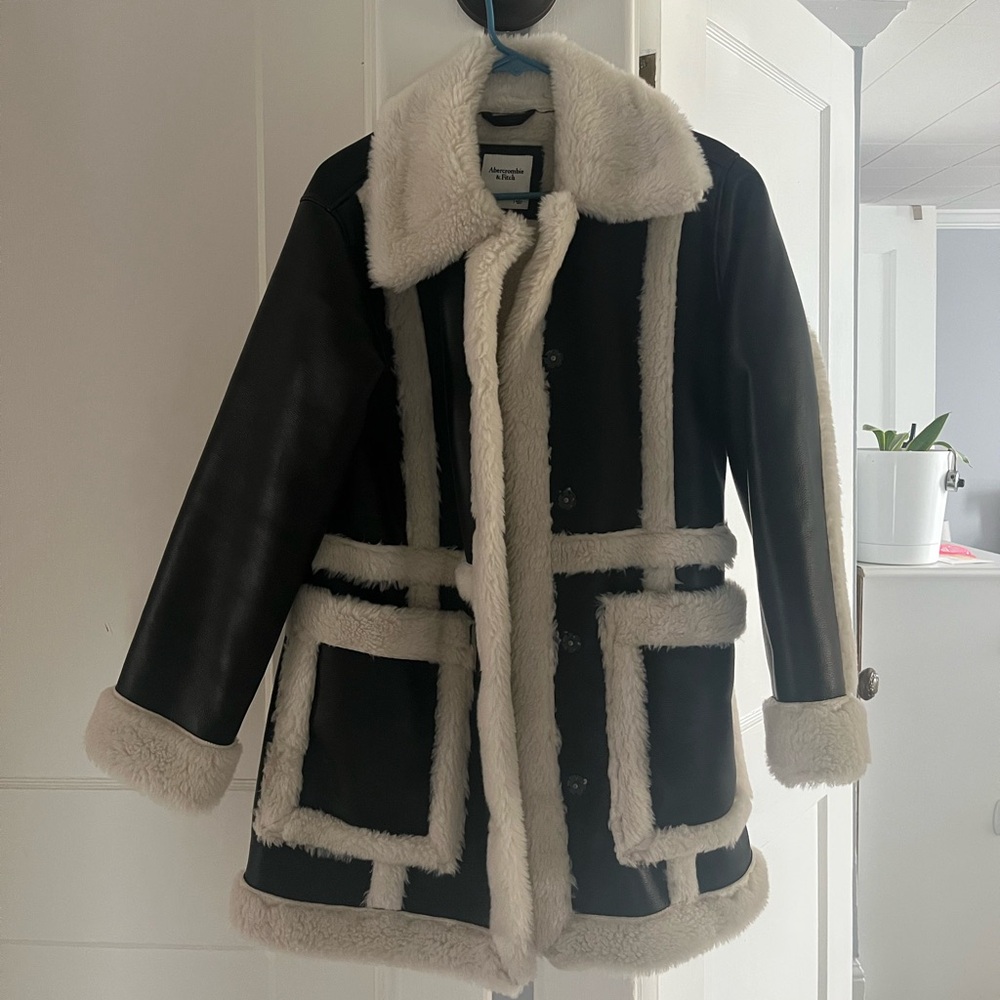 Abercrombie and Fitch Faux Leather Sherpa Jacket